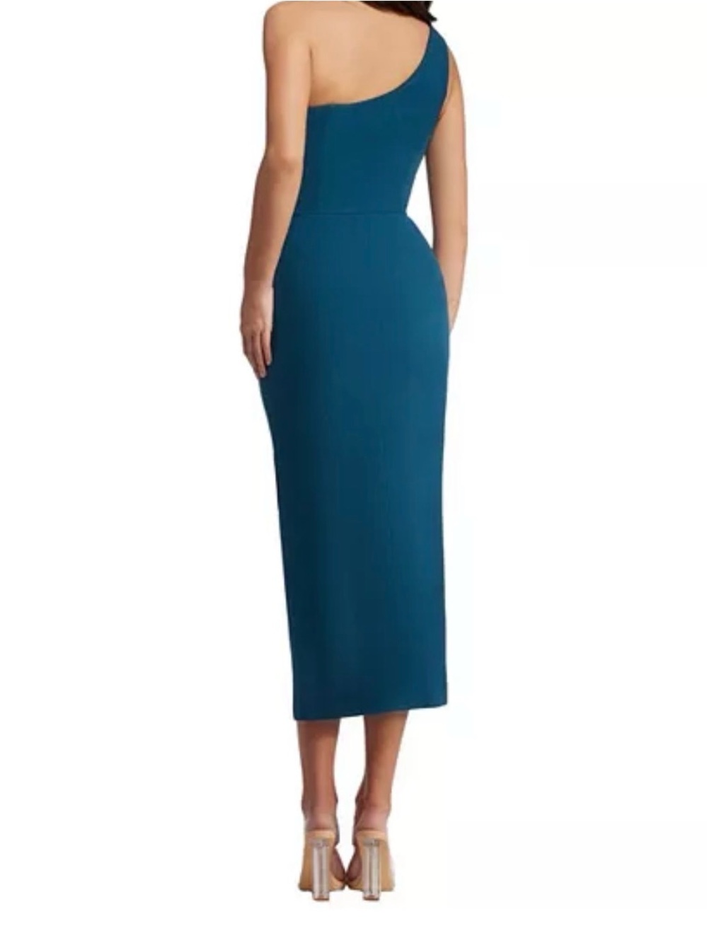 Dress the Population One-Shoulder Teal Midi Dress
